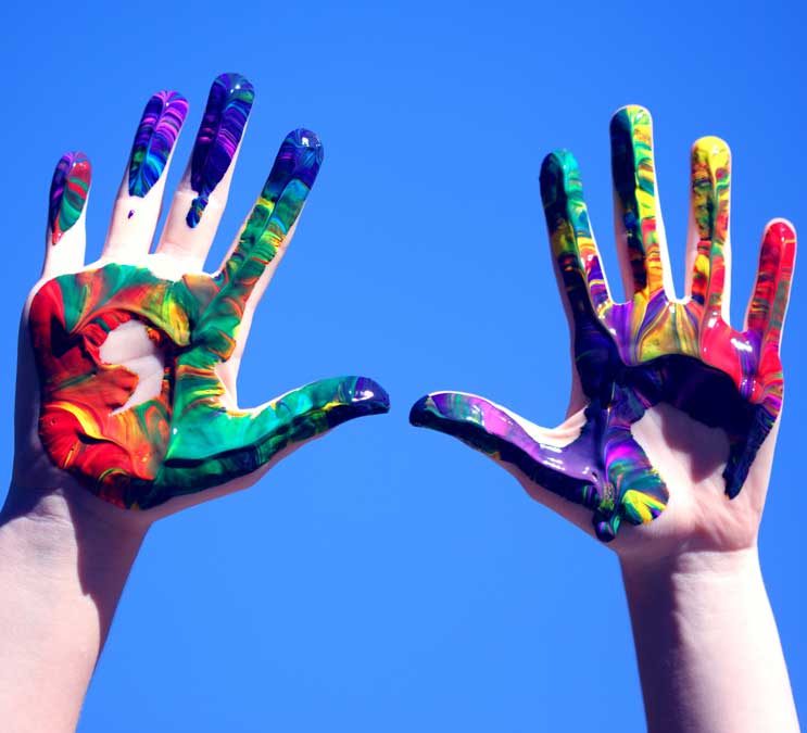 Image of multi-coloured hands
