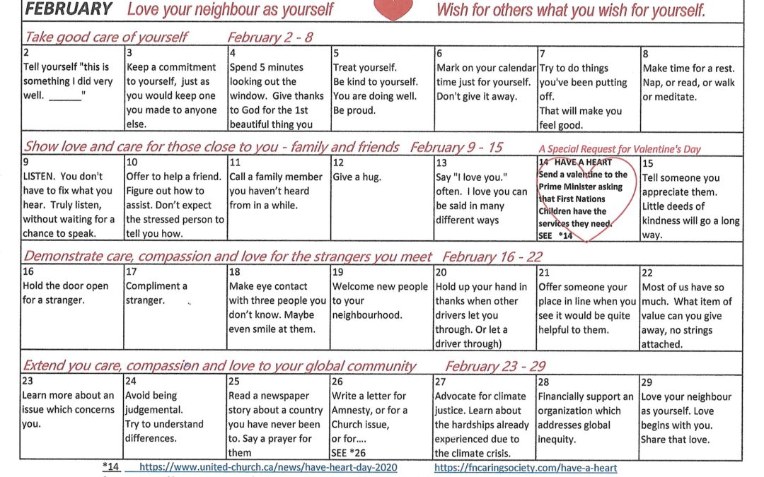 February Calendar of Love