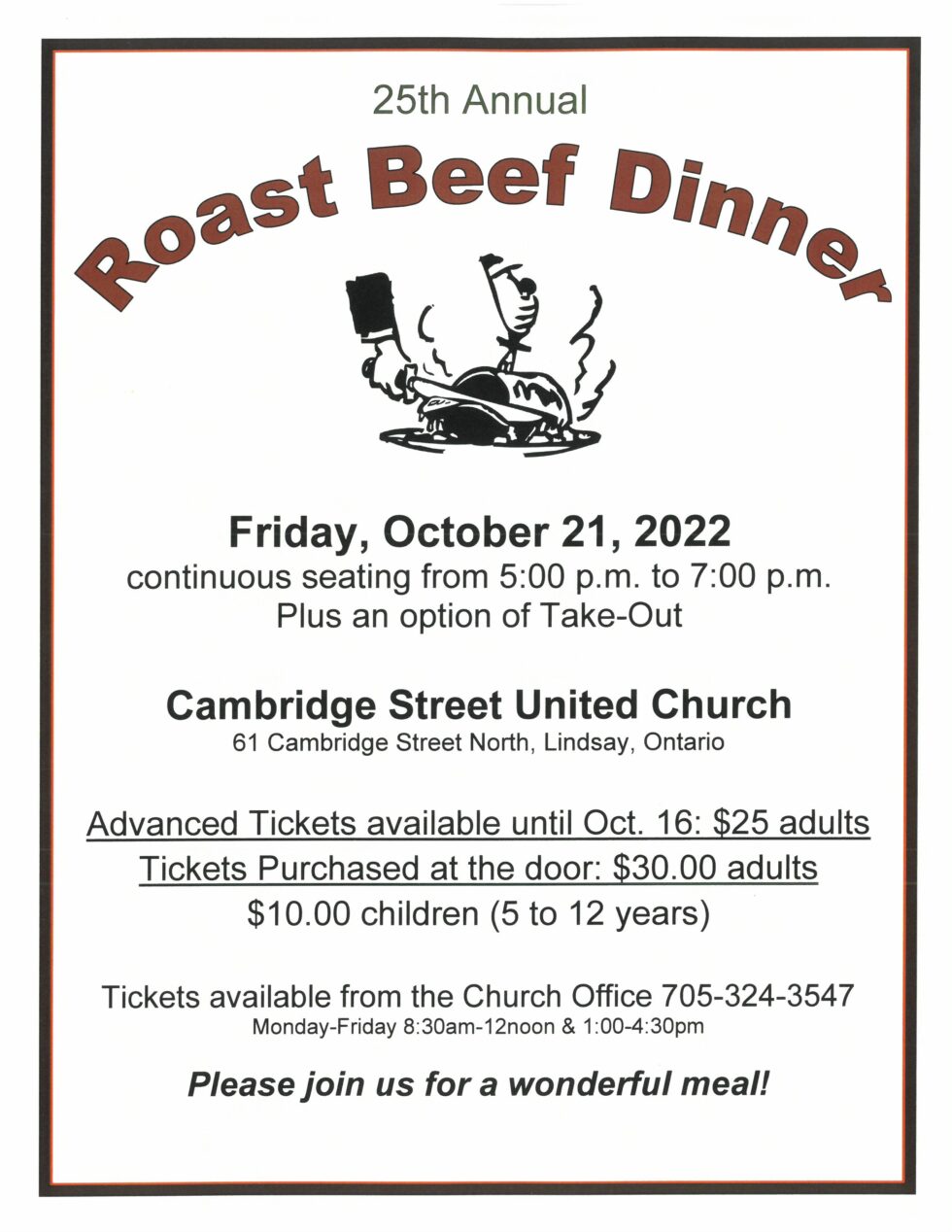 Roast Beef Dinner Oct 21 At Cambridge Street United Lindsay ON classic-sunday-roast-dinner