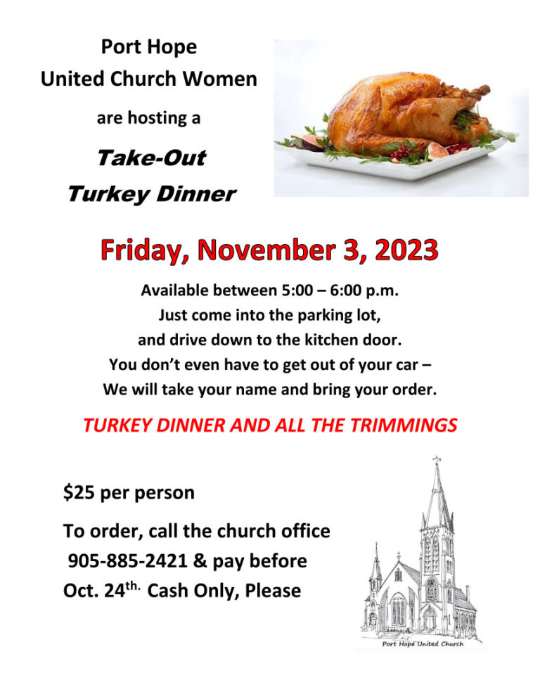 Takeout Turkey Dinner in Support of Port Hope United Church Women