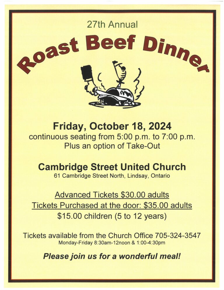 Roast Beef Dinner – Friday, October 18